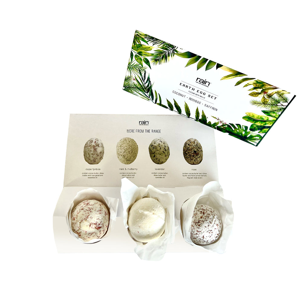 3 EARTH EGG BOX - Coconut, Rooibos, Saffron 60g
